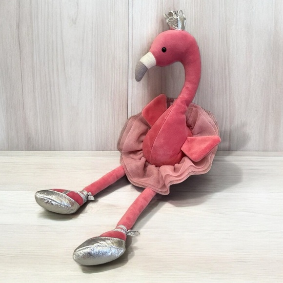 JellyCat Fancy Flamingo Pink Plush Ballerina Stuffed Animal Toy Ballet Crown - Picture 1 of 7